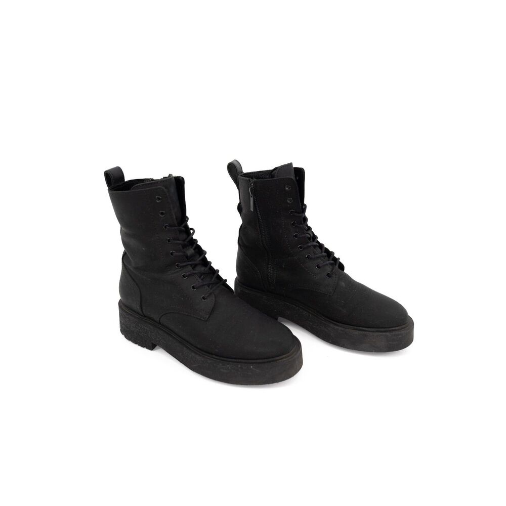 Thursday Boots Womens 8 Combat Boots Black Leather Lace Up Mid Calf Shoes